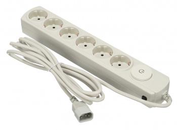 Удлинитель с сетевым фильтром 6х3м с заземл. 10А IP20 вилка для ИБП бел. IPPON 1192680