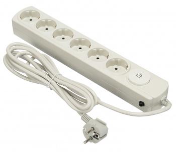 Удлинитель с сетевым фильтром 6х3м с заземл. 10А IP20 бел. IPPON 1192700