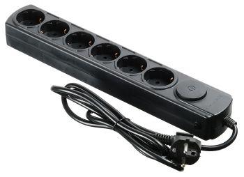 Удлинитель с сетевым фильтром 6х3м с заземл. 10А IP20 черн. IPPON 689477