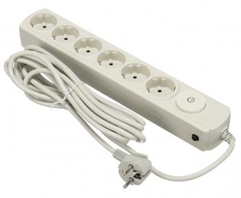 Удлинитель с сетевым фильтром 6х5м с заземл. 16А IP20 бел. IPPON 1192705