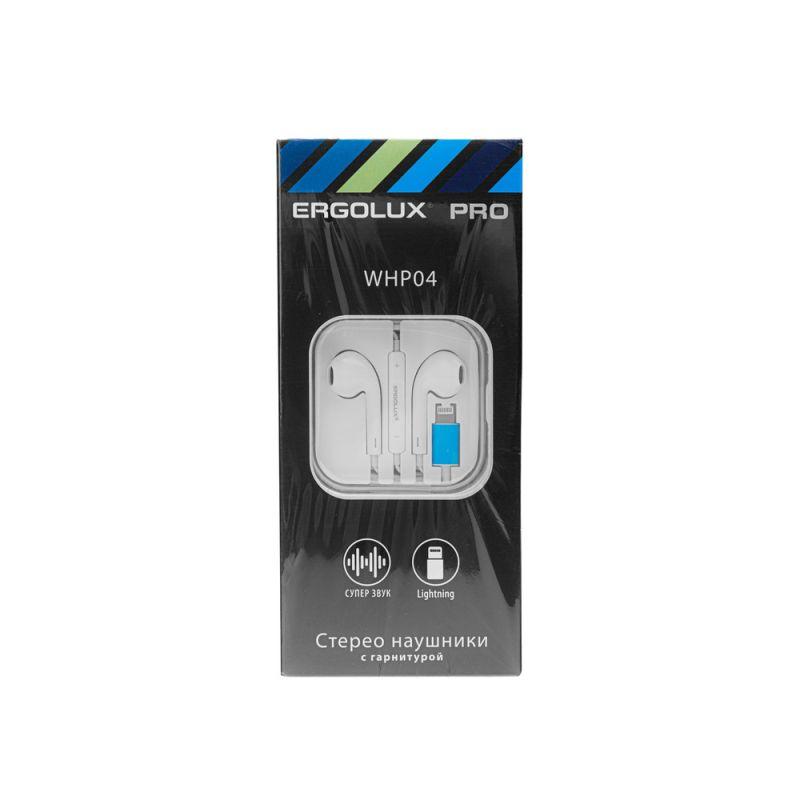 Наушники вкладыши с микрофоном ELX-WHP04-C01 проводные Lightning 1.2м коробка+бокс бел. ERGOLUX 15285