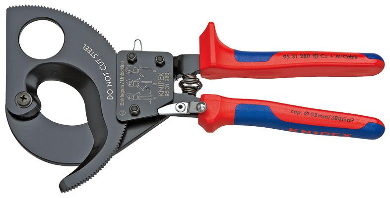Кабелерез с храповым механизмом (трещоткой) L-250мм черн. Knipex KN-9531280