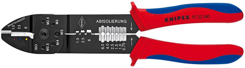 Пресс-клещи для резки и зачистки кабеля 3 гнезда Knipex KN-9722240SB