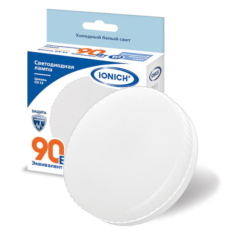 Лампа светодиодная GX53 10Вт 230В 6500К 900лм холод. бел. IONICH 1137