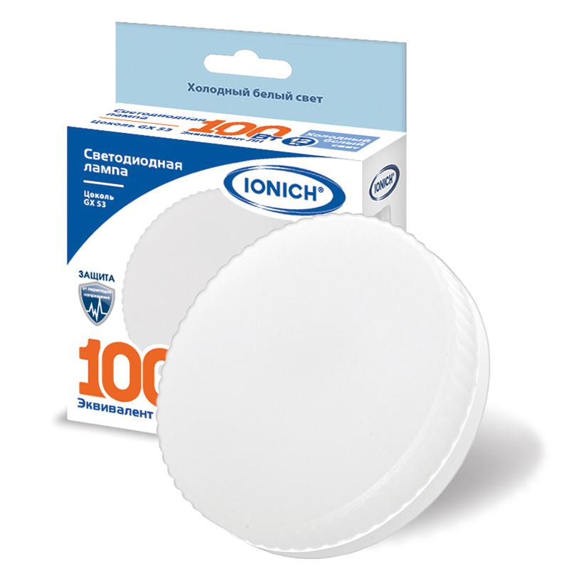 Лампа светодиодная GX53 12Вт 230В 6500К 1080лм холод. бел. IONICH 1140