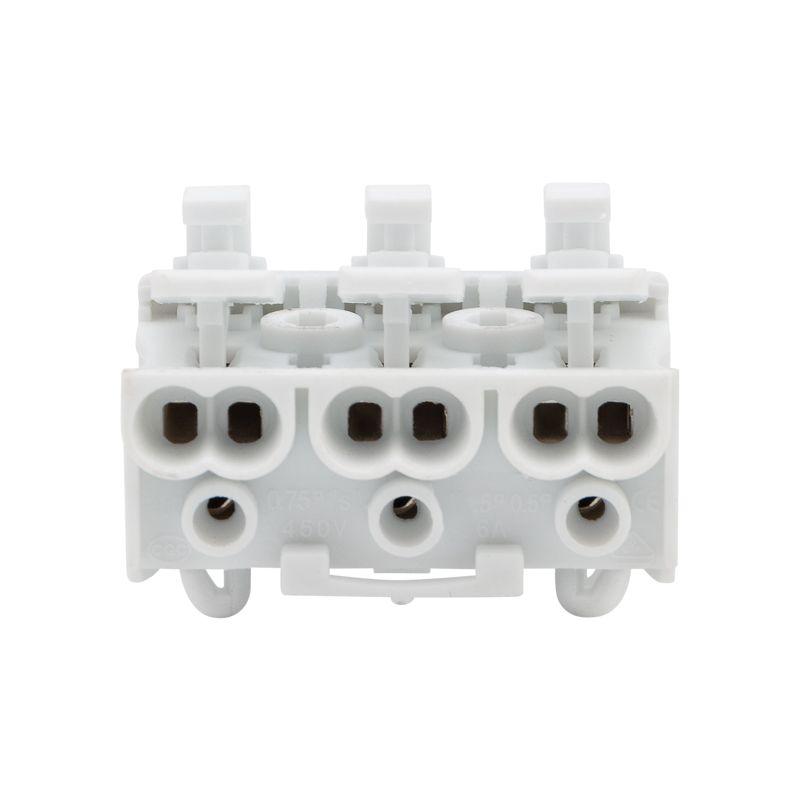 Клемма пружинная соединительная КСП 3-полюсная с заземл. и с монтажными ножками (уп.100шт) Rexant 07-6215-2