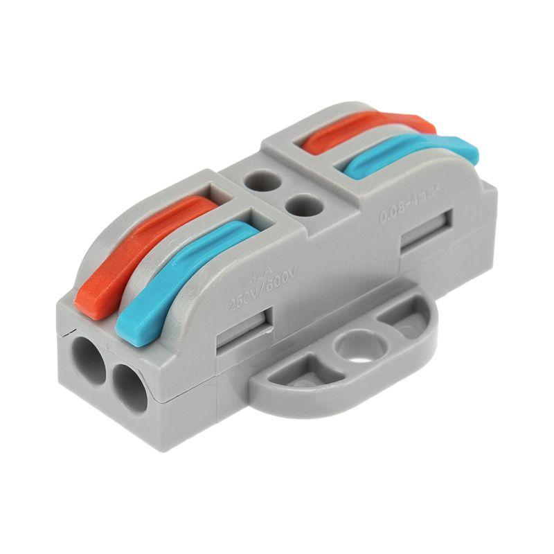 Клемма строительно-монтажная СМК проходная 222-422P 2п 0.08-4кв.мм с монтажной площадкой сер. (уп.50шт) Rexant 07-6262