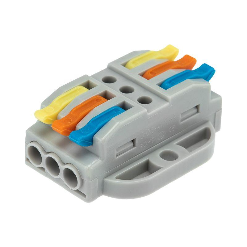 Клемма строительно-монтажная СМК проходная 222-423P 3п 0.08-4кв.мм с монтажной площадкой сер. (уп.25шт) Rexant 07-6263