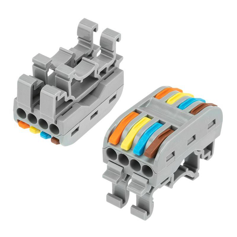 Клемма строительно-монтажная СМК проходная 222-424D 4п 0.08-4кв.мм с креплением на DIN-рейку сер. (уп.50шт) Rexant 07-5237