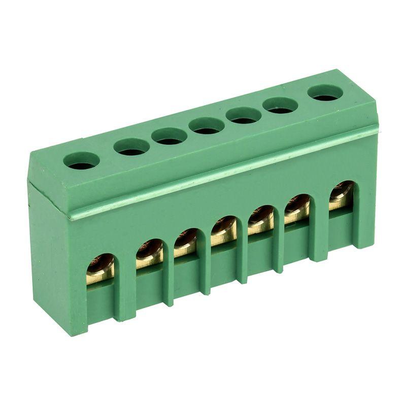 Шина PE "земля" в корпусном зел. изоляторе на DIN-рейку 6x9мм 7 групп Rexant 11-2321