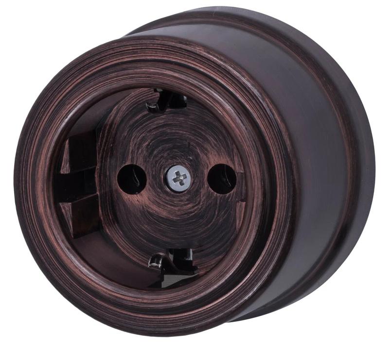 Розетка 1-м ОП Лизетта 16А IP20 ретро с заземл. ABS-пластик медн. век Bironi B1-101-16