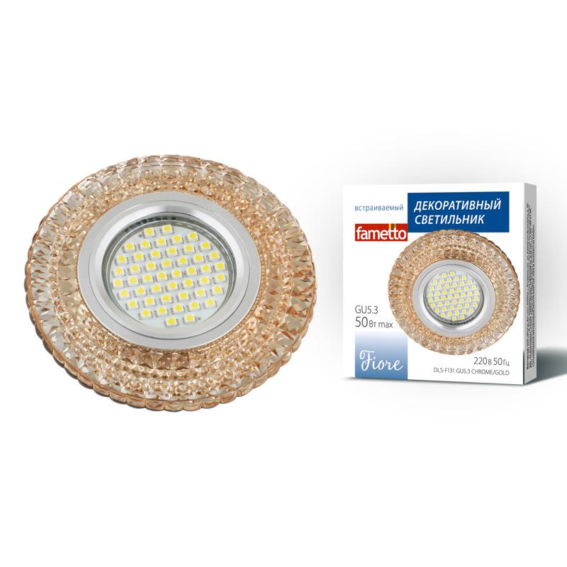Светильник встраиваемый DLS-F131 GU5.3 CHROME/GOLD без лампы GU5.3 метал. хром отделка полимер зол. Uniel UL-00003239
