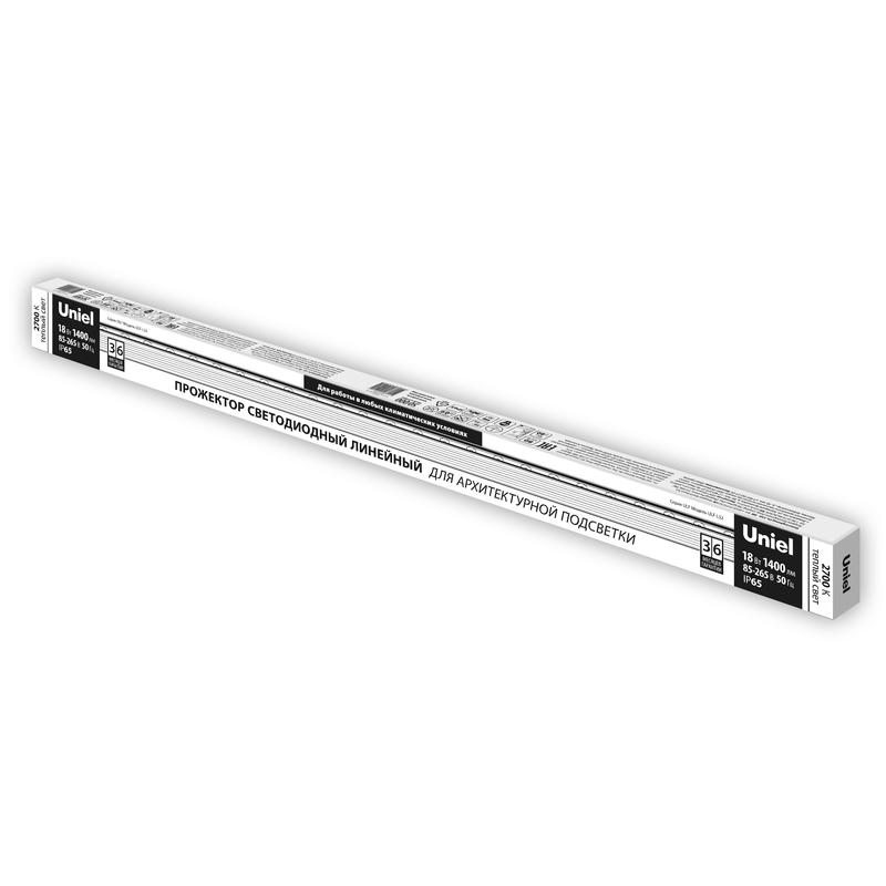 Прожектор светодиодный ULF-L52-18W/2700K/L100 220V IP65 SILVER линейный 1000мм тепл. бел. свет 2700К. 1620лм алюм. Uniel UL-00008361