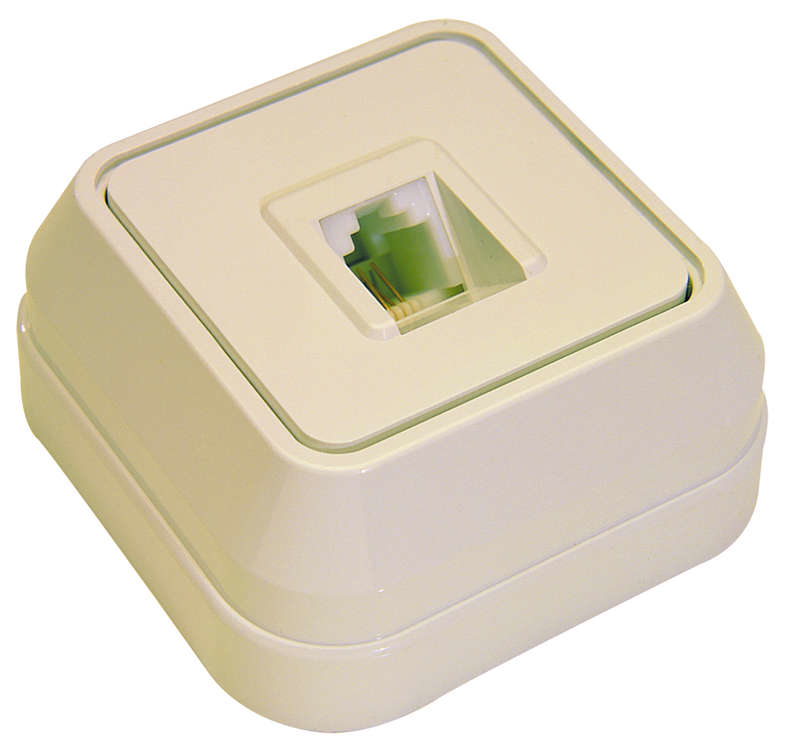 Розетка телефонная 1-м ОП 16А IP20 крем. Makel 45214