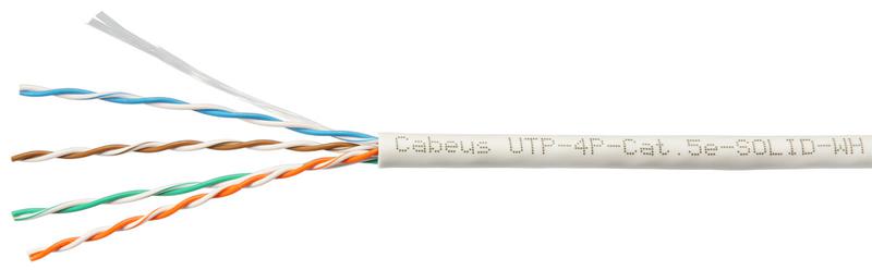 Кабель витая пара U/UTP кат.5E 4х2х24AWG solid PVC нг(А)-LS UTP-4P-Cat.5e-SOLID-WH бел. (уп.305м) Cabeus 7471c