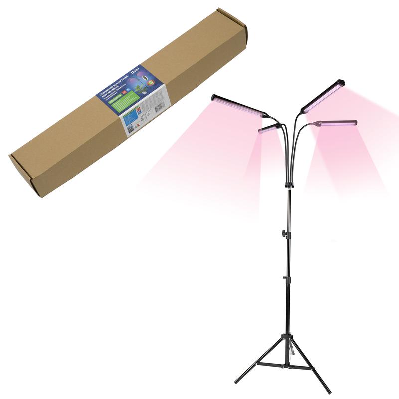 Светильник светодиодный для растений ULT-P32-60W/SPLE/TM/40 IP40 BLACK QUAD с таймером на штативе спектр для фотосинтеза Uniel UL-00008906