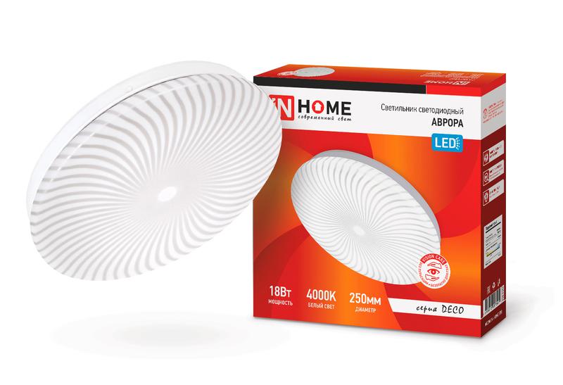 Светильник светодиодный DECO АВРОРА 18Вт 4000К 1170лм 230В 250х50мм IN HOME 4690612037363