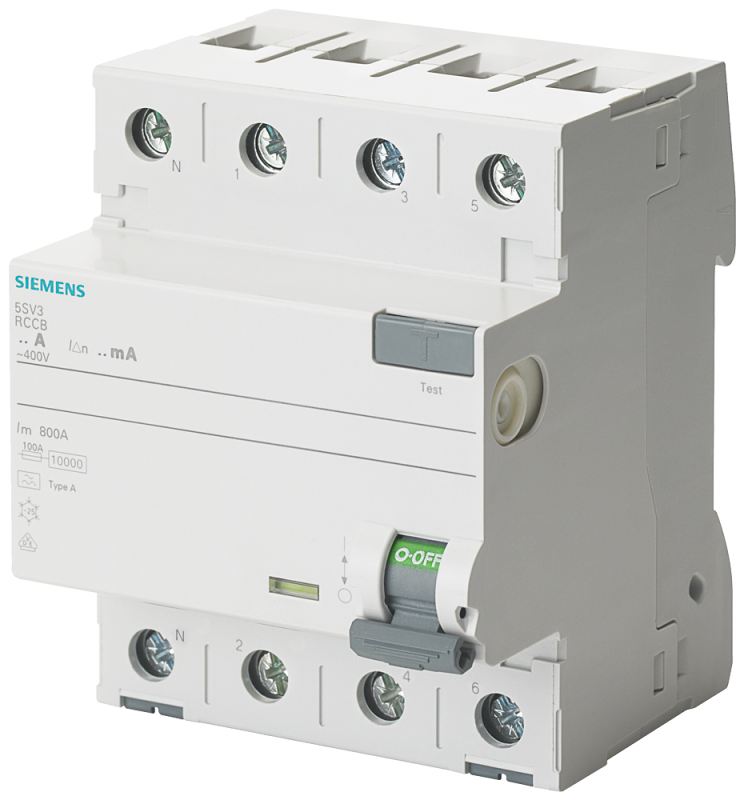 Устройство защитного отключения тип А 40/4 30мА 4мод. N слева Siemens 5SV33446KL