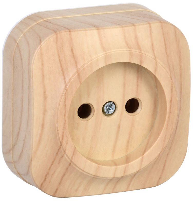 Розетка 1-м ОП GLORY РС20-2-ХС 10А без заземл. сосна IEK ERH10-K34-10