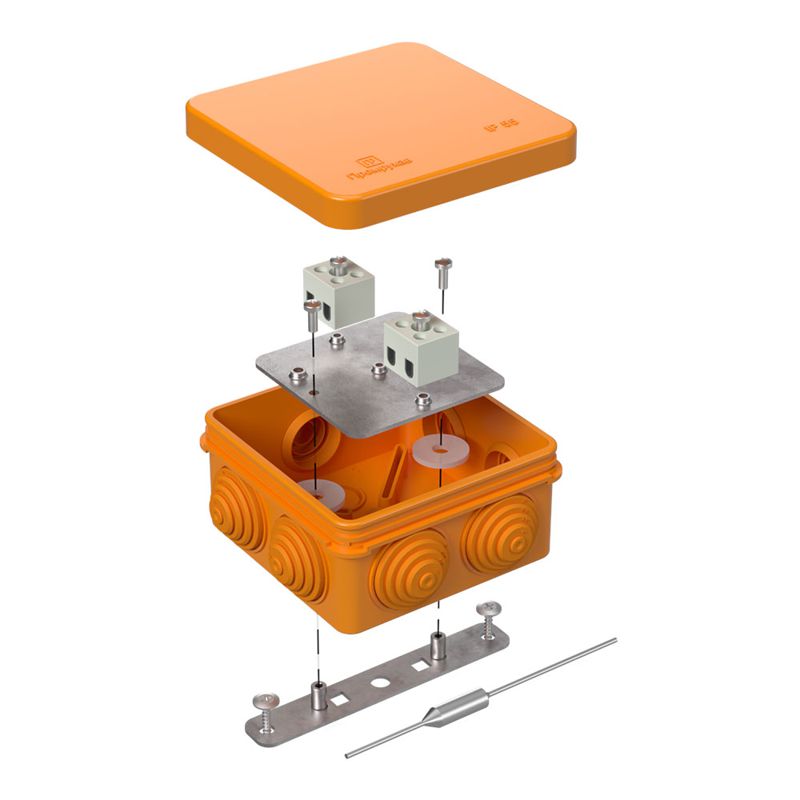 Коробка огнестойкая ОП 40-0210-FR2.5-4-П Е15-Е120 с термопредохранителем 80х80х40 Промрукав 40-0210-FR2.5-4-П