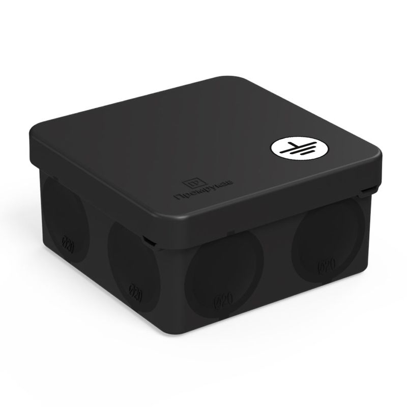 Коробка уравнивания потенциалов ОП 60-0210-9005-У для прямого монтажа двухкомпонентн. безгалогенная (HF) 80х80х40 черн. Промрукав 60-0210-9005-У