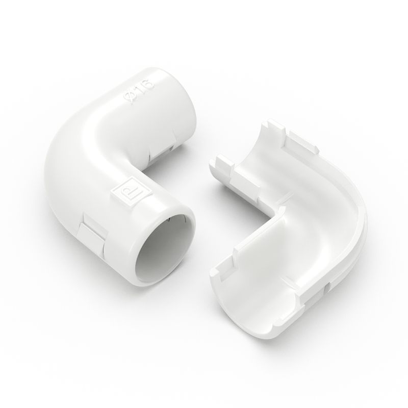 Соединитель угловой 90град. разборный d16мм бел. Промрукав PR.07516б