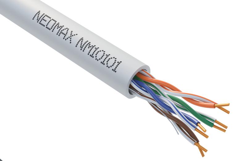 Кабель витая пара U/UTP кат.5E 4х2х24AWG (0.51мм) solid CU PVC сер. (NM10101) (уп.305м) NEOMAX 173758