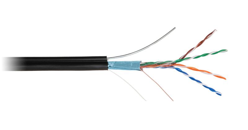 Кабель витая пара F/UTP кат.5E 4х2х24AWG solid PE OUTDOOR черн. (уп.305м) NETLAN EC-UF004-5E-PE-SW-BK