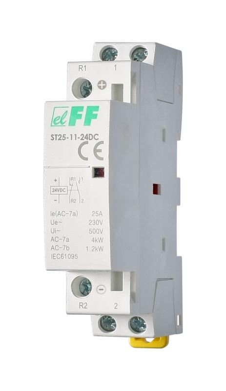 Контактор модульный ST25-11-24 DC 1НО+1НЗ 2.2Вт 1мод. монтаж на DIN-рейку F&F EA13.001.021