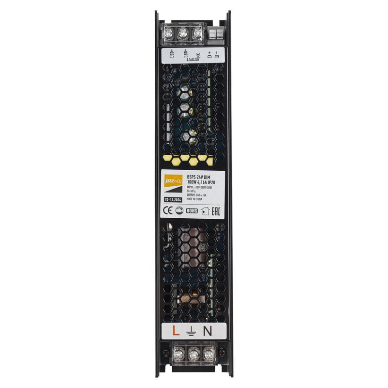 Блок питания для светодиодной ленты 100Вт 4.16А 24В IP20 BSPS DIM диммир. метал. Pro+ JazzWay 5035553