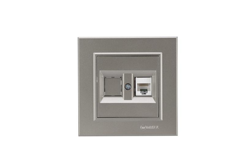 Розетка компьютерная+гнездо СП Karea 16А IP20 CAT 5 зел. Makel 56052035