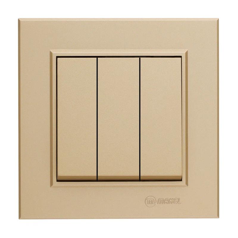 Выключатель 3-кл. СП Karea 10А IP20 латунь Makel 56057091