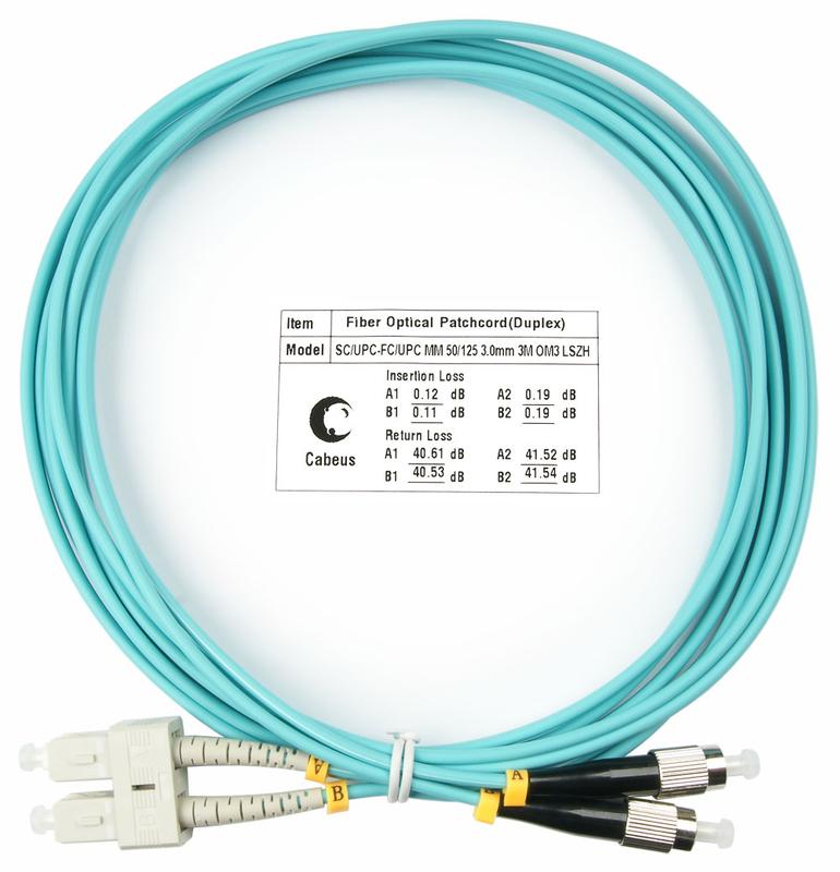 Шнур оптический FOP-50-SC-FC-3m duplex SC-FC 50/125мм OM3 3м LSZH Cabeus 7580c