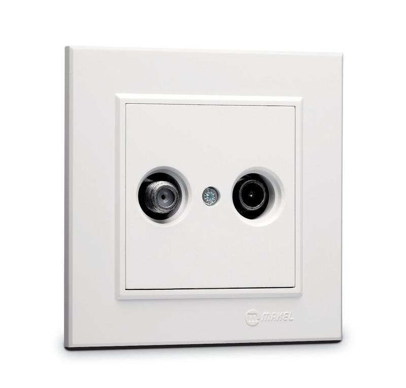 Розетка телевизионная проходная TV/SAT СП Karea IP20 1дБ бел. Makel 56001083