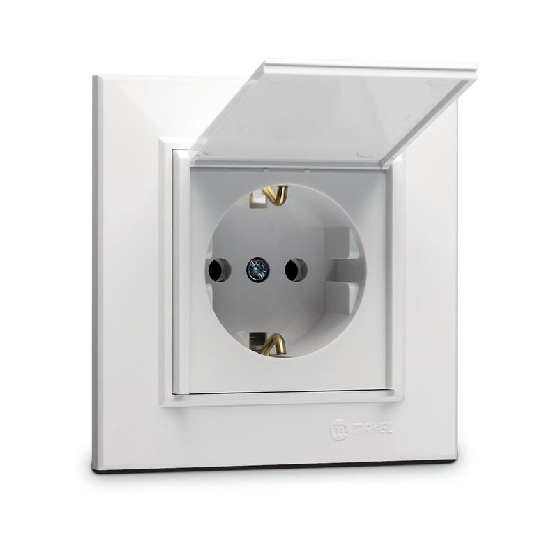 Розетка с/з и крышкой СП Karea 16А IP20 бел. Makel 56001029