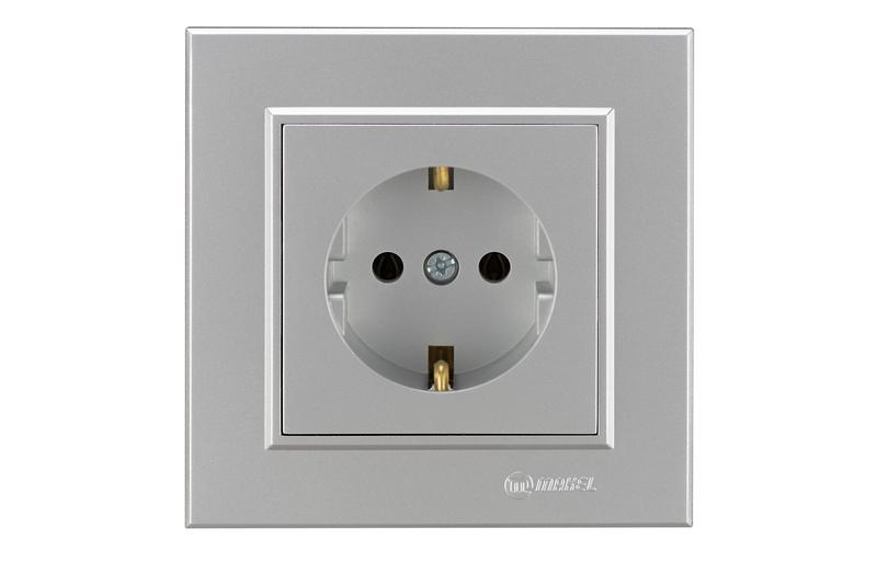 Розетка с/з СП Karea 16А IP20 серебр. керамика Makel 56065008