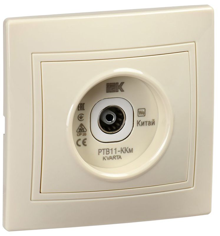 Розетка телевизионная проходная TV Кварта РТВ11-ККм крем. GENERICA KV-A10-P-K33