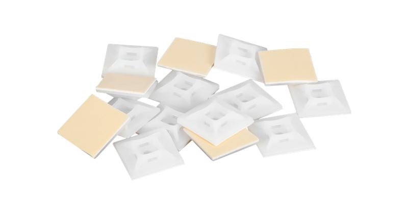 Основание для стяжек самоклеящееся 28х28мм с крепежным отверстием 5.5мм бел. (уп.100шт) NIKOMAX NMC-TMA28-WT-100