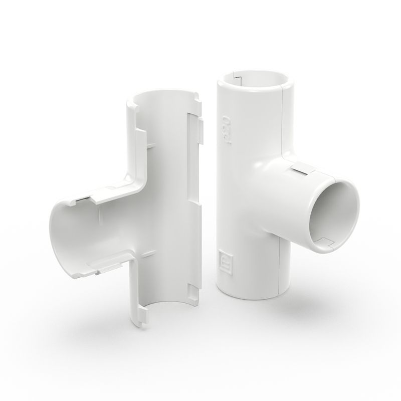 Тройник разборный d20мм бел. Промрукав PR.07320б