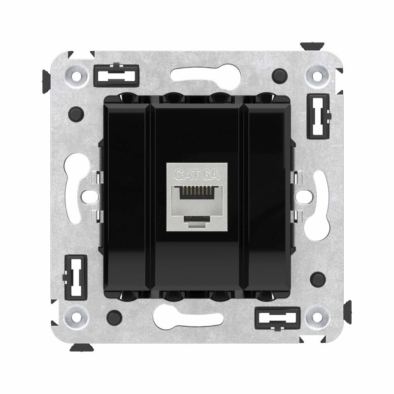 Розетка компьютерная 1-м СП Avanti "Черный квадрат" RJ45 кат.6A без шторок экранир. механизм DKC 4402773