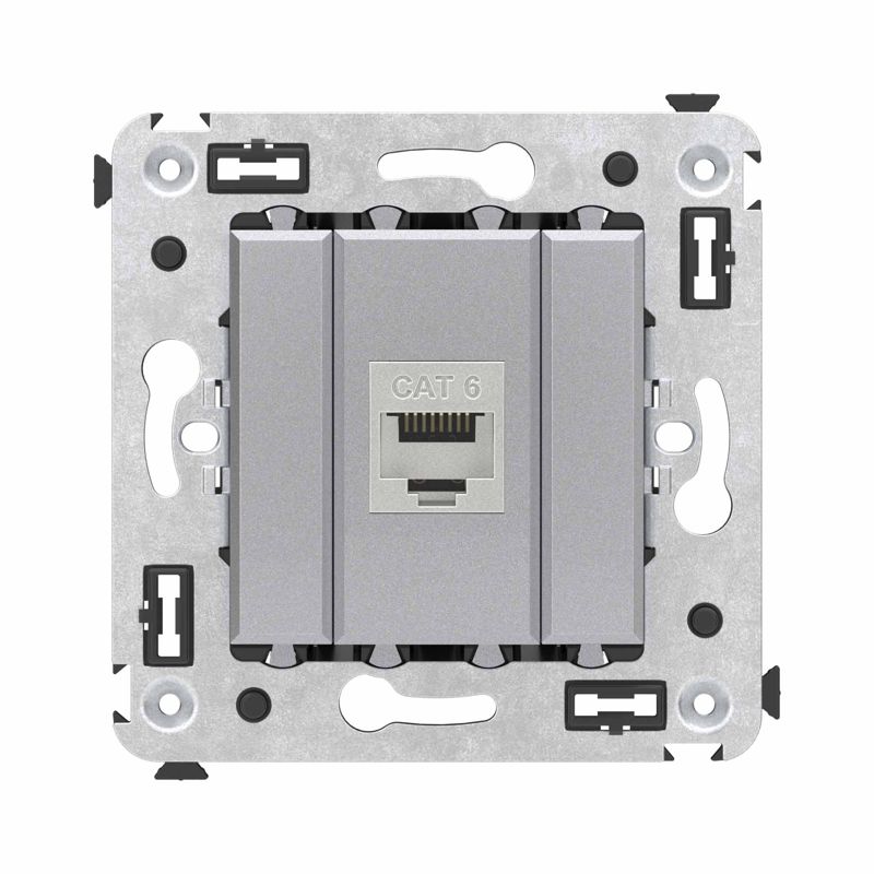Розетка компьютерная 1-м СП Avanti "Закаленная сталь" RJ45 кат.6 без шторок экранир. механизм DKC 4404793
