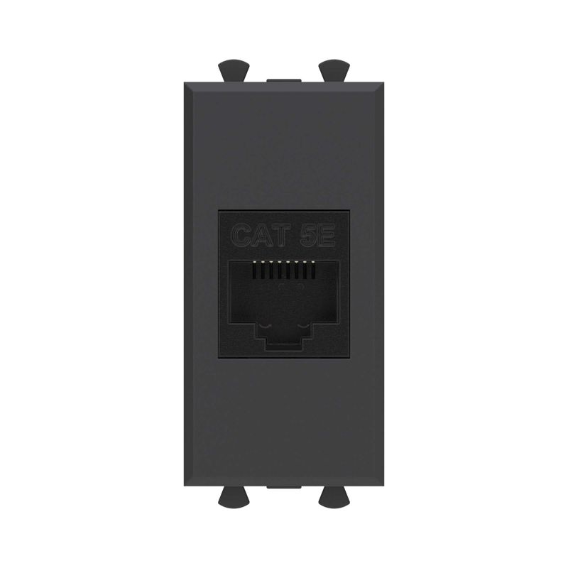 Розетка компьютерная 1мод. Avanti "Черный матовый" RJ45 кат.5E без шторок модульная механизм DKC 4412661