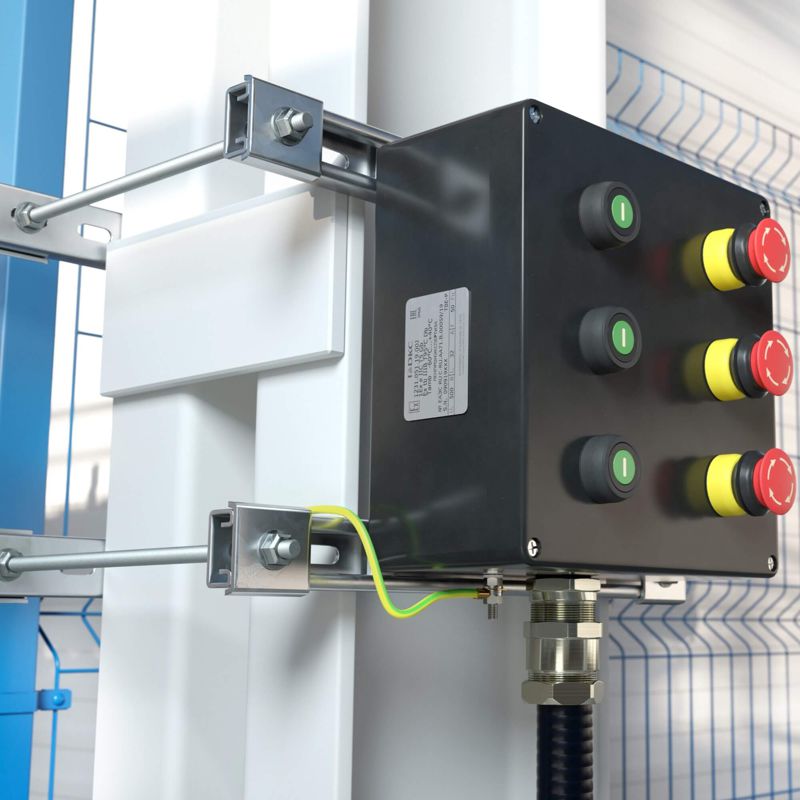 Комплект монтажных профилей обжимной тип 3 крепление к двум стойкам 350х440мм длина профиля 1500мм для крепления 1 оболочки(ек) одного типоразмера с видом защиты Ex e гор. оцинк. DKC EX-TRB040515