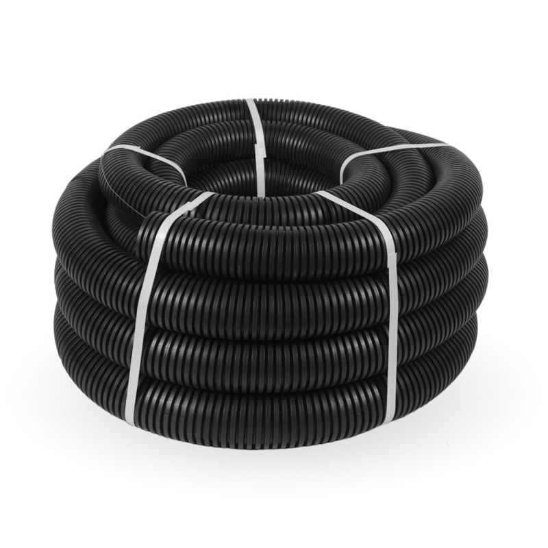 Труба гофрированная ПА d63мм с протяжкой (НГ) стойкая к УФ черн. (уп.15м) Промрукав PR02.0210