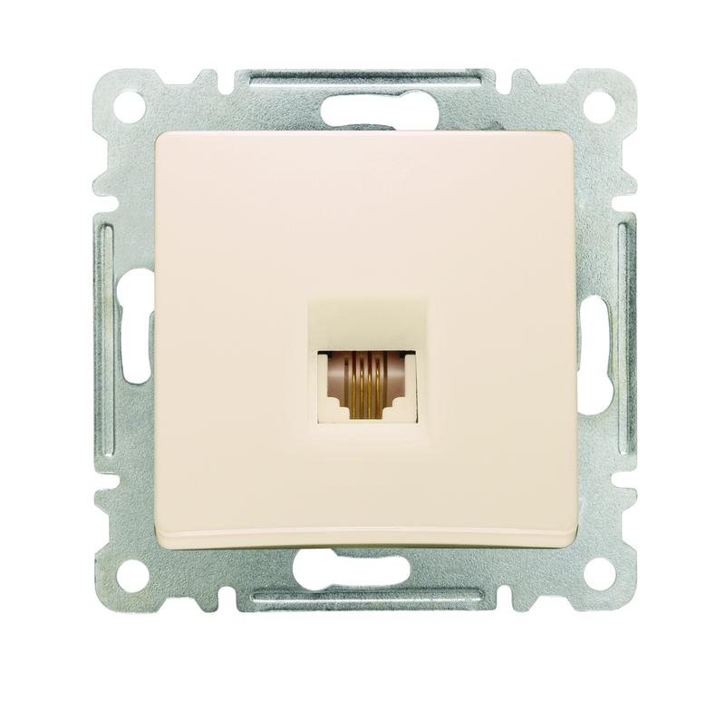 Розетка телефонная Lillium TF евро стандарт с панелью механизм крем. Makel 30010014