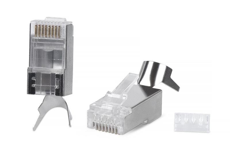 Коннектор 8P8C-SH-C6(1.35)-TWP RJ-45(8P8C) под витую пару кат. 6 экран. универс. (для ож и мж кабеля) для проводников с толщ. по изоляции до 1.35мм со вставкой Cabeus 9543c