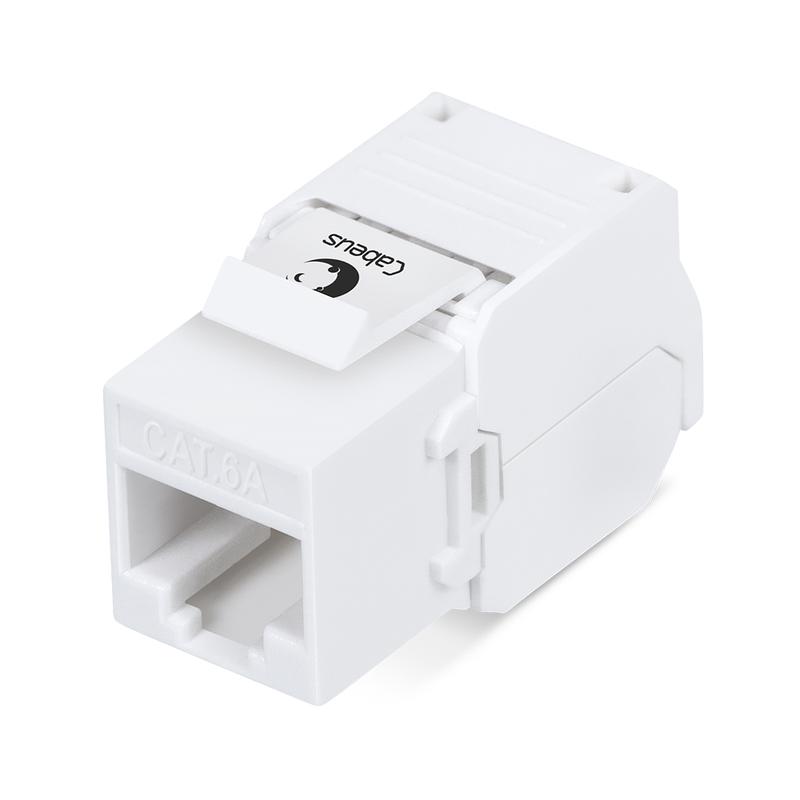 Вставка Keystone Jack RJ45 (8P8C) кат.6A KJ-RJ45-Cat.6A-180-Toolless 180град. без инструмента Toolless бел. Cabeus 7964c
