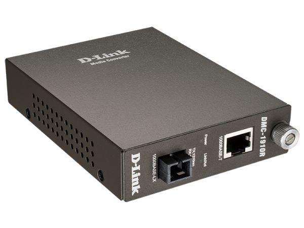 Медиаконвертер DMC-1910R/A9A WDM (1 порт 1000Base-T + 1 порт 1000Base-LX; разъем SC (Tx: 1310 нм; Rx: 1550 нм для одномод. оптич. кабеля (до 15км) D-Link 189622