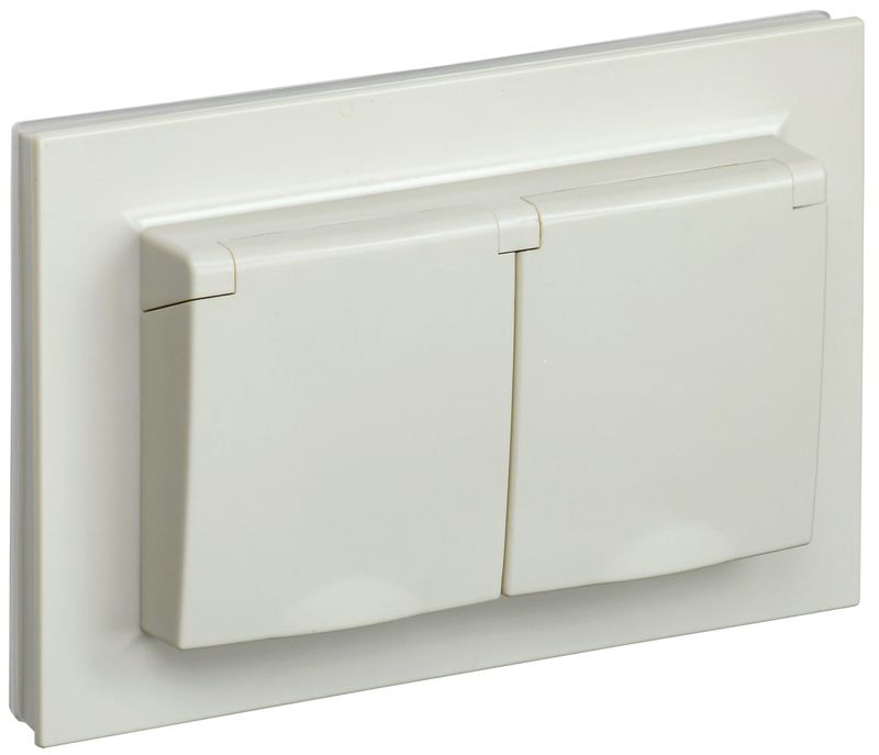 Розетка 2-м СП BRITE РСбш12-3-44-БрКр 16А в сборе IP44 с крышкой беж. IEK BR-R26-16-44-K10-F