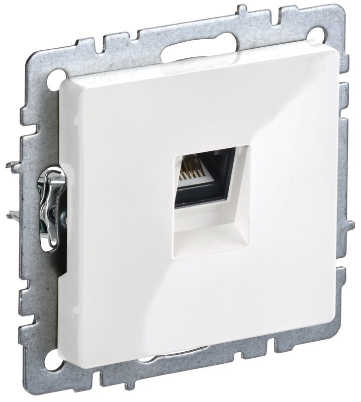 Розетка компьютерная СП RJ45 кат.6 BRITE РК11-БрБ механизм бел. IEK BR-K10-2-K01